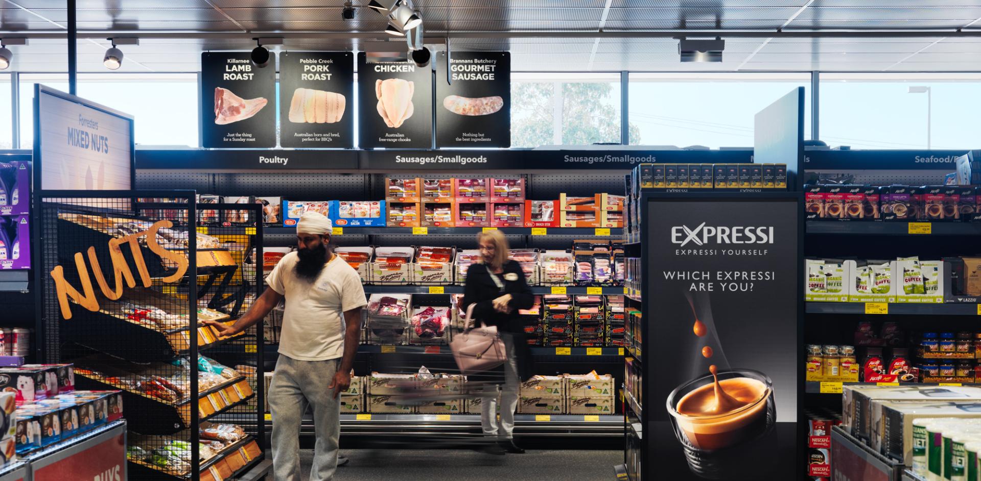 Customers shopping in the ALDI store