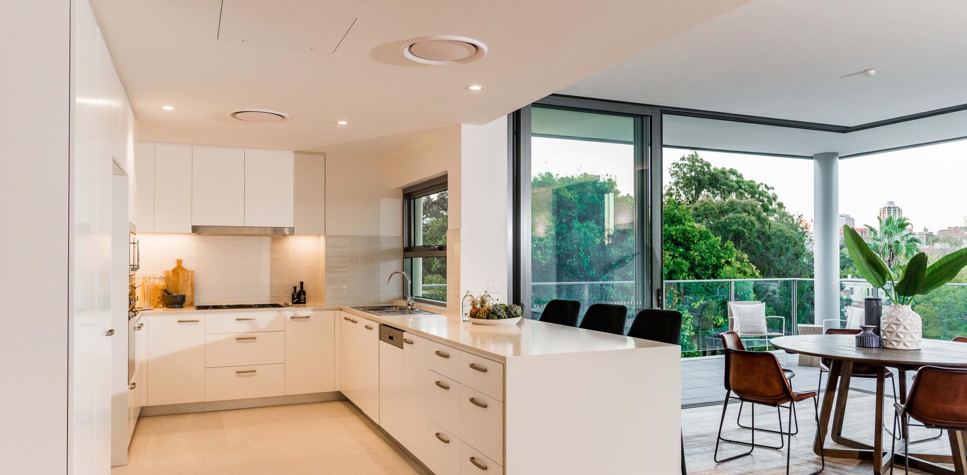 The interior of a house showing the kitchen