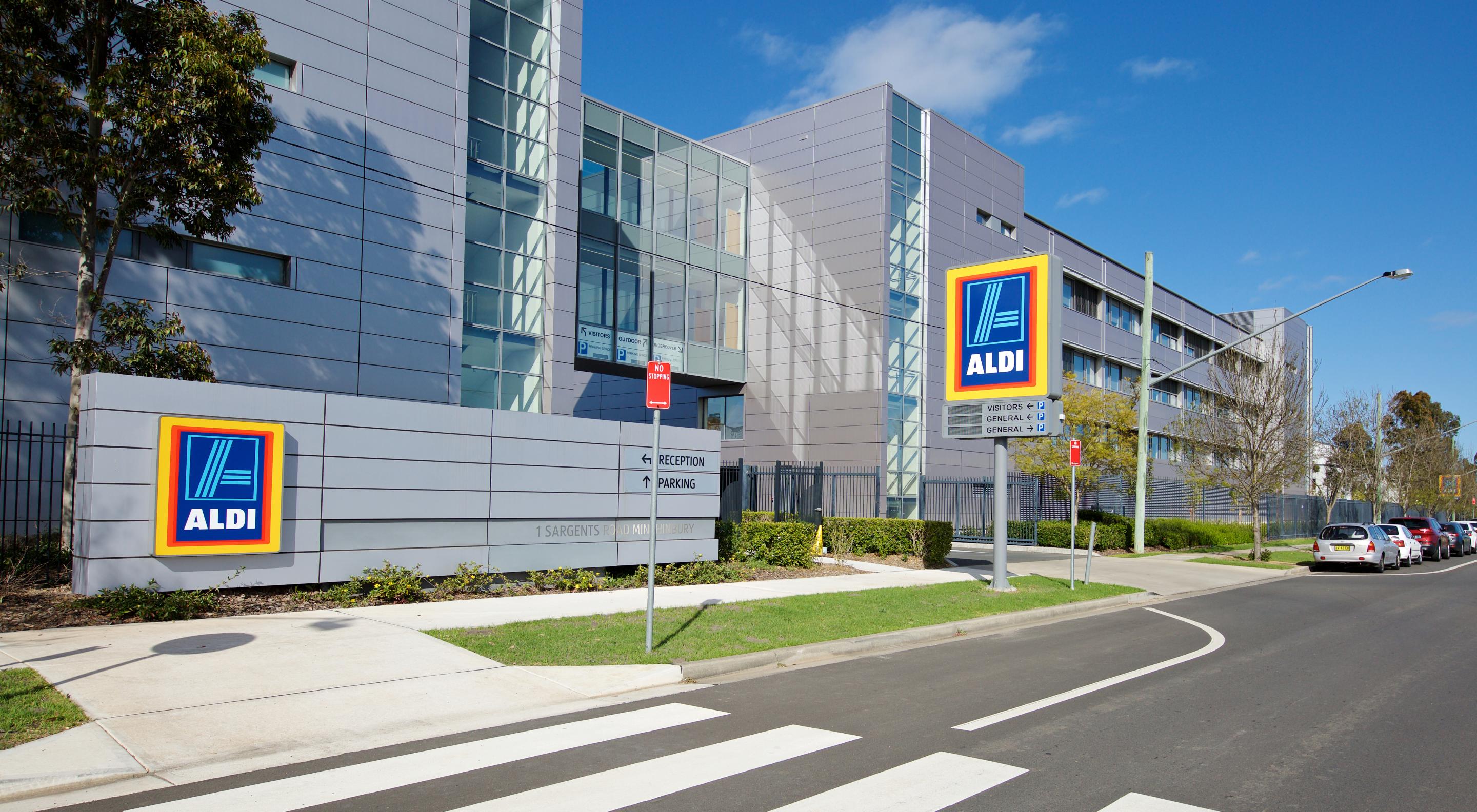 Exterior view of ALDI office building