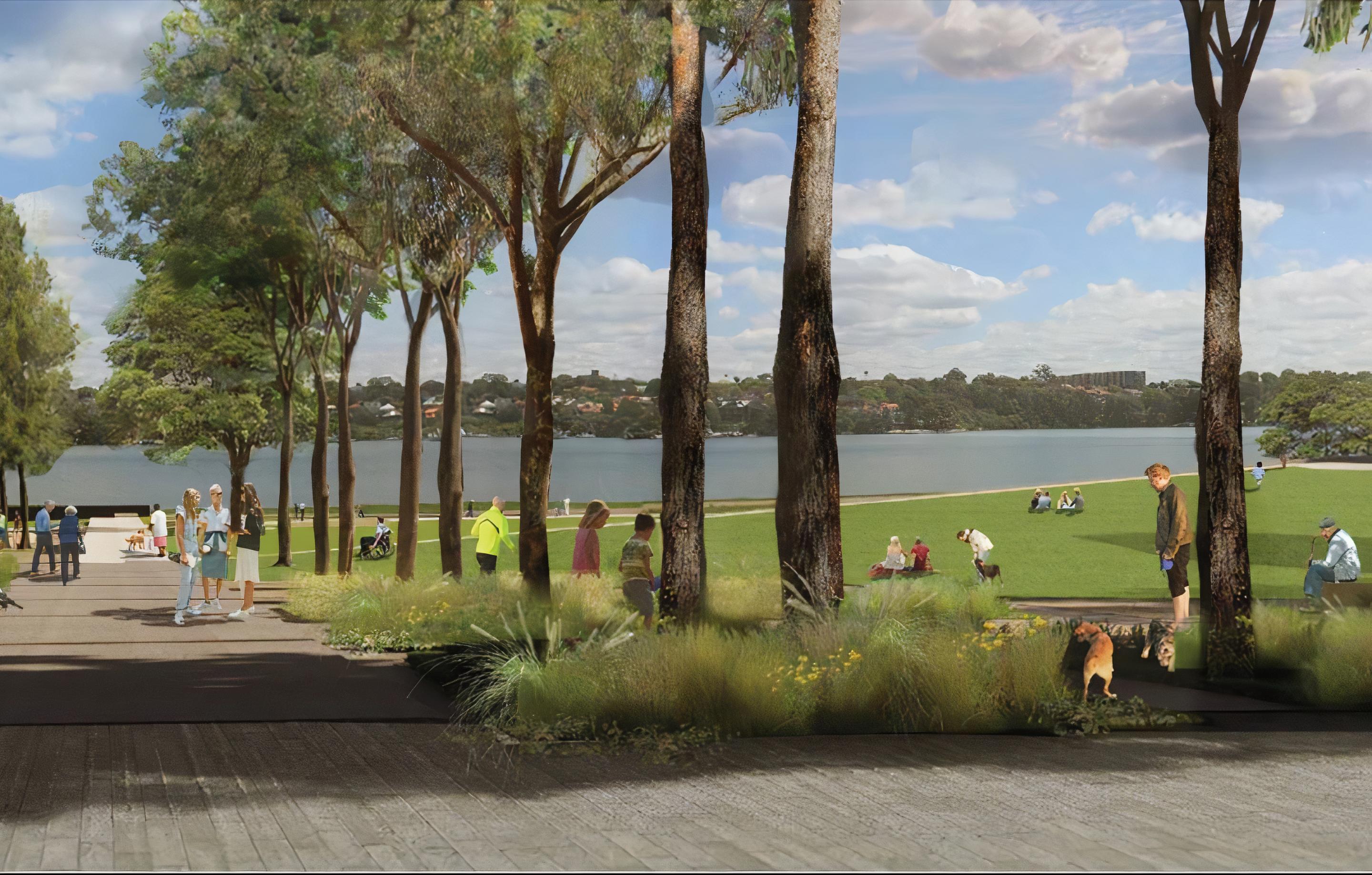 Callan Park artist's render of walkway and greenery