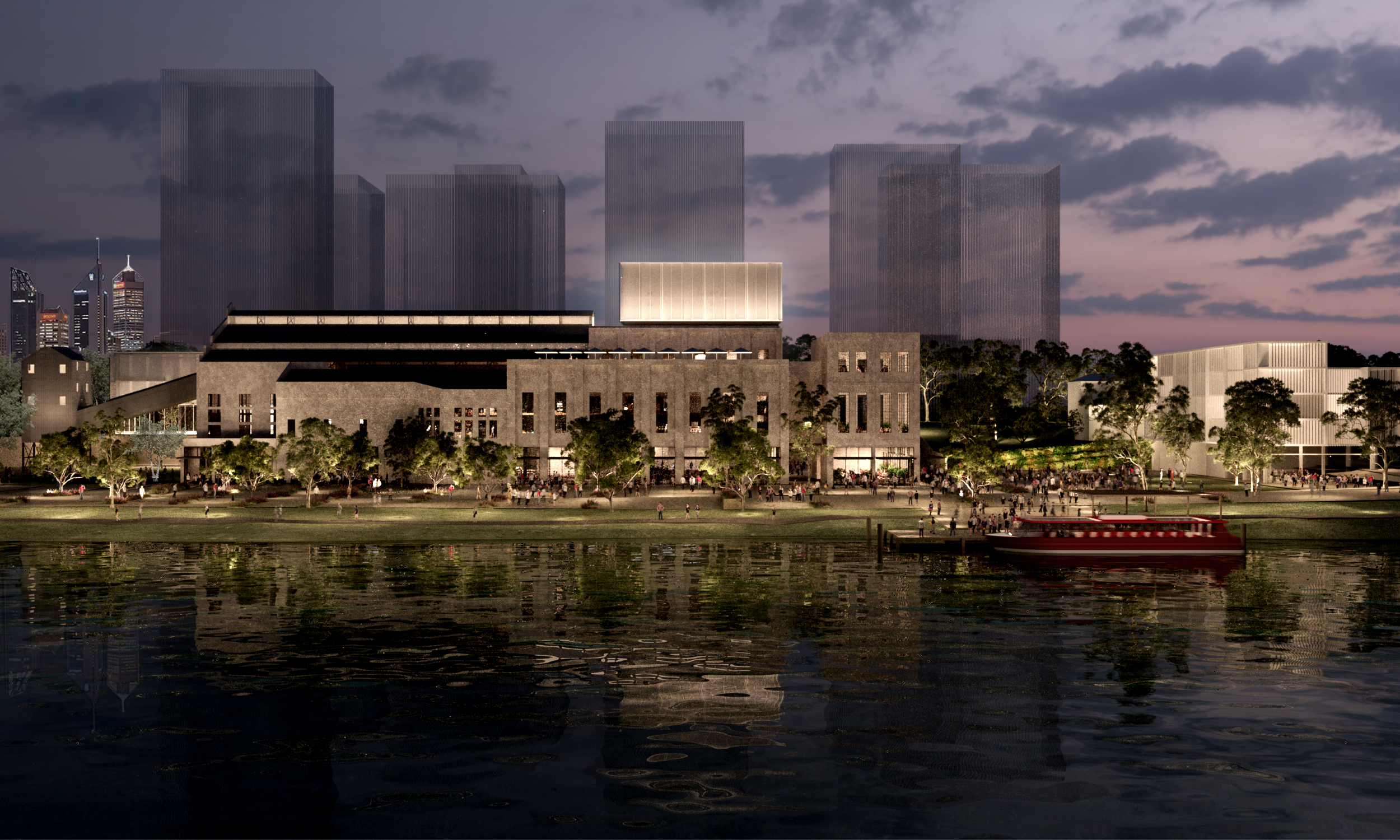 Artistic render of a power station in Perth on the waterfront