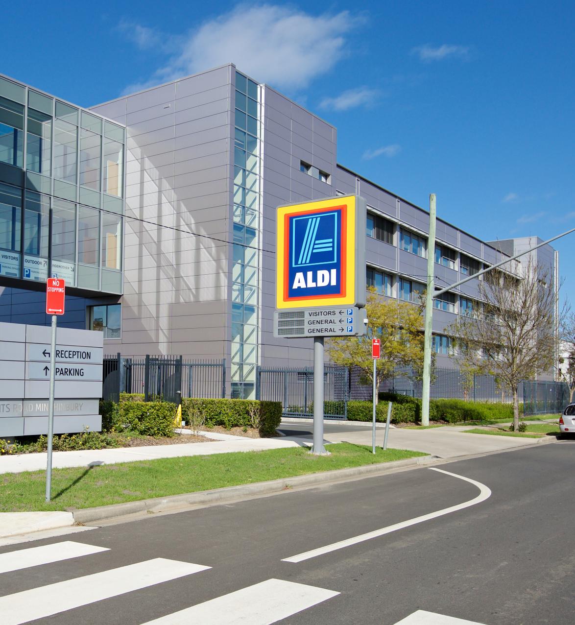 Exterior view of ALDI office building