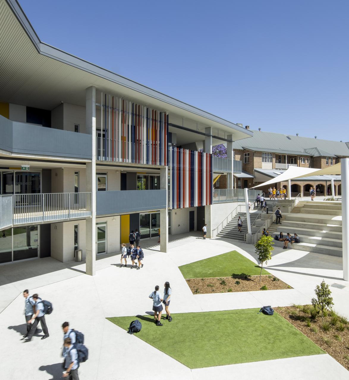 Artistic render of a new outdoor area at a college